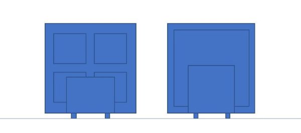 LEFT: If an oil on canvas has stretcher supports, a smaller artwork can be stacked against it when separators are not available. RIGHT: This is also true if an oil on canvas is backed with a cardboard or foam core.